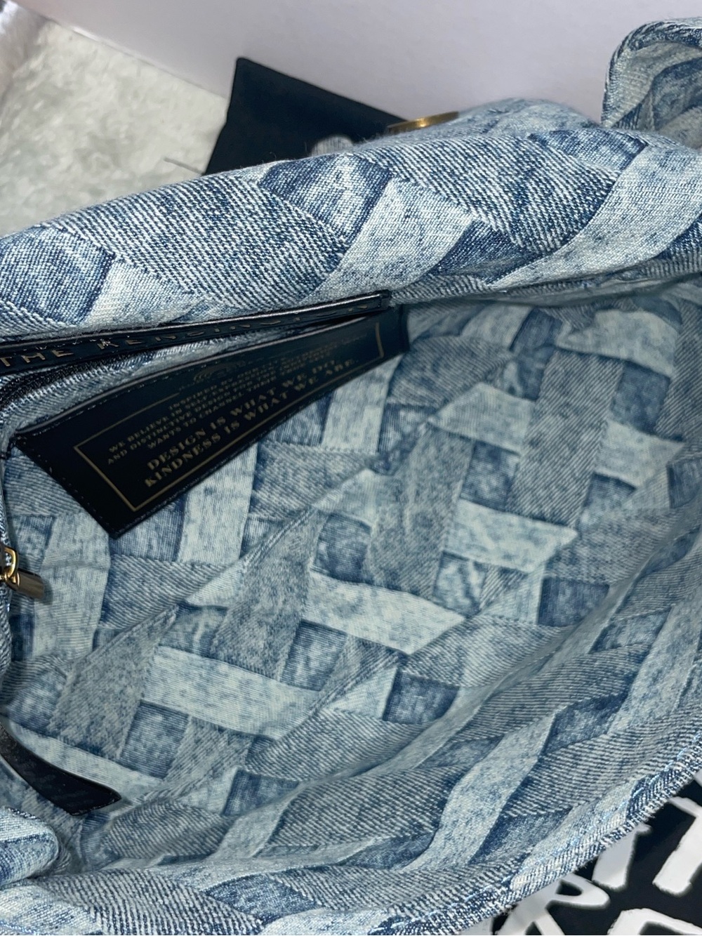 NWT Kurt Geiger ‘The Kensington’ Denim Knot Shoulder Bag - Picture 10 of 15